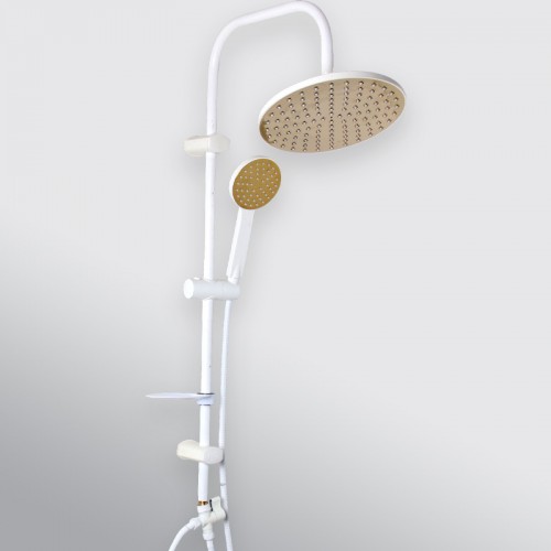 دوش دوکاره مدل گرد سفید طلایی دوش دوکاره مدل گرد سفید طلایی